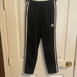 Adidas Kids Black Joggers with White Stripes